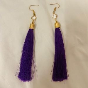 Purple Fringe Long Earrings